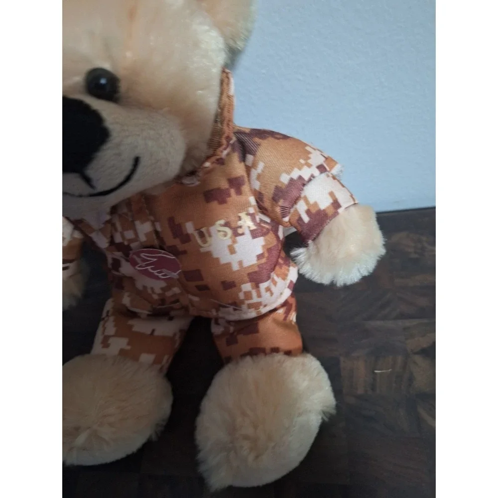 Dan Dee Desert Camo Military Teddy Bear Plush USA Flag Army Digital Camouflage